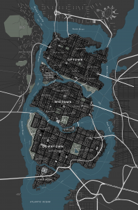 Gotham City streetmap, Detailed streetmap of Gotham City
